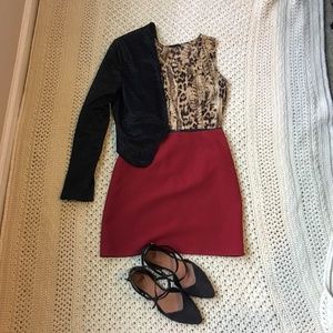 Gap Red Mini Pencil Skirt
